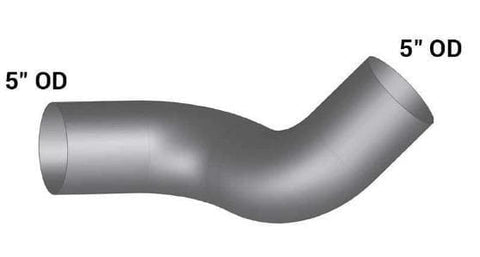 PB-11380LC-5in. 2 Bend OD/OD Pipe Left Chrome, (product_type), (product_vendor) - Nick's Truck Parts
