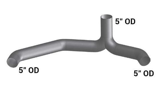 PB-13978-0150-5in. 5-Bend OD/OD/OD Y-Pipe, (product_type), (product_vendor) - Nick's Truck Parts