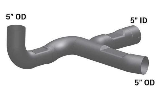 PB-15500Y-5in. 5-Bend OD/OD/ID Y-Pipe ALZ, (product_type), (product_vendor) - Nick's Truck Parts