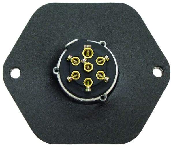 Tectran-670-7330-7-Way Bull Nose Sockets with  Large Mounting Plate, (product_type), (product_vendor) - Nicks Truck Parts